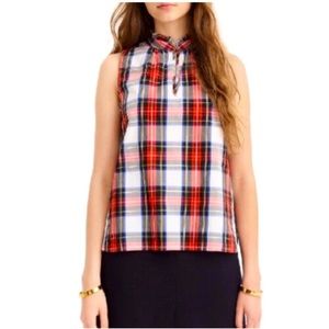 NWT J. Crew Ruffle-Neck Sleeveless Top in Whiteout Plaid Sz 4